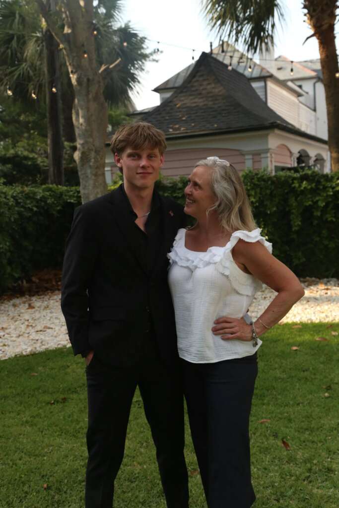 Sam Herbert and his mom
